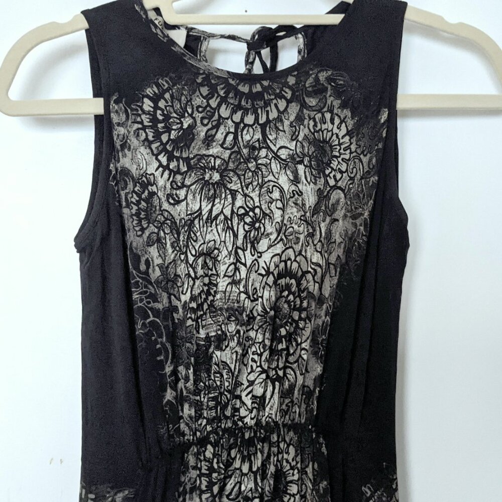 Fuzzi Italy Boutique Mesh Lace Pattern Sleeveless Midi Dress Black White Size XS - Picture 2 of 6